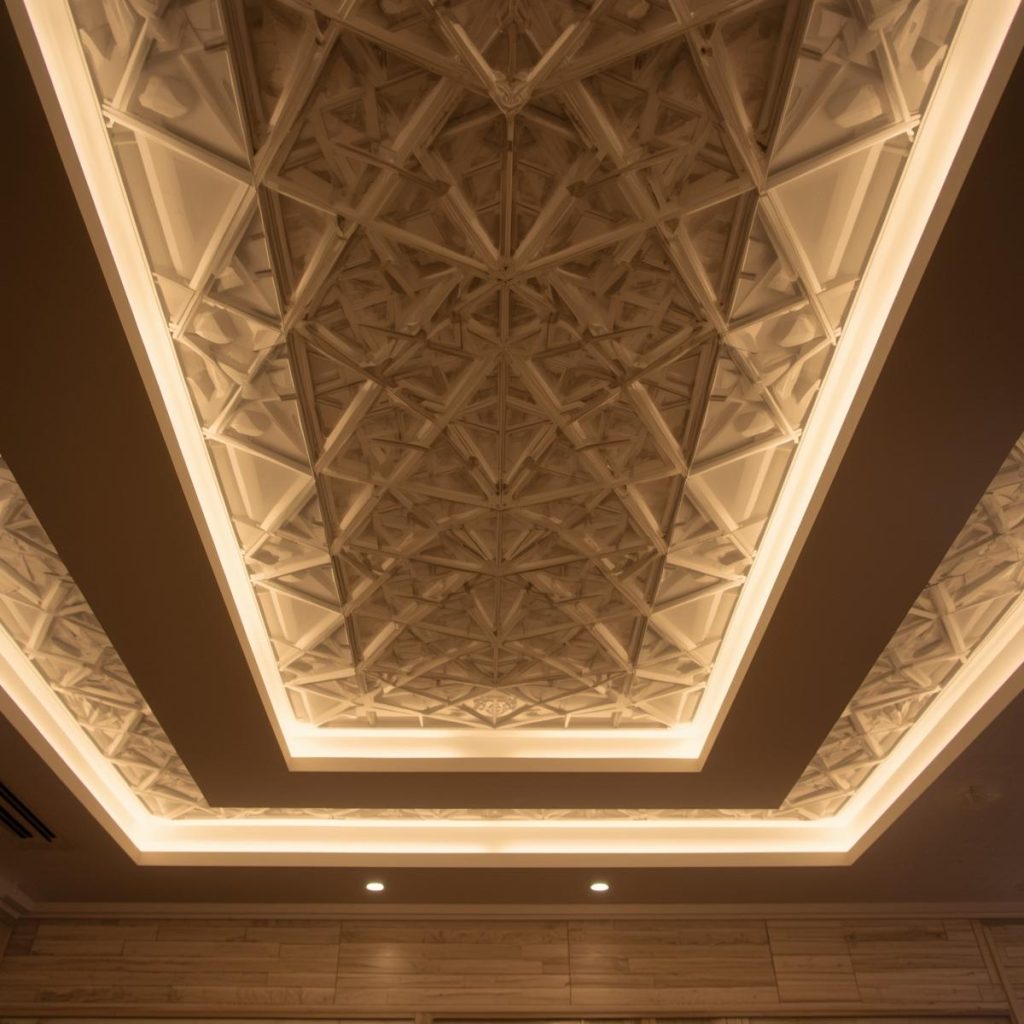 False Ceiling with LED Lights and Design Patterns